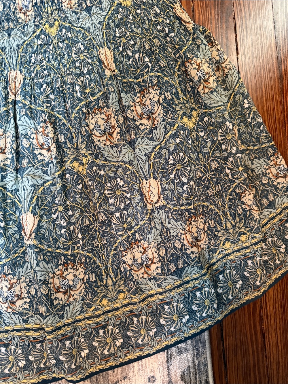 Floral Printed A-Line Midi Skirt in Teal - Picture 4 of 7